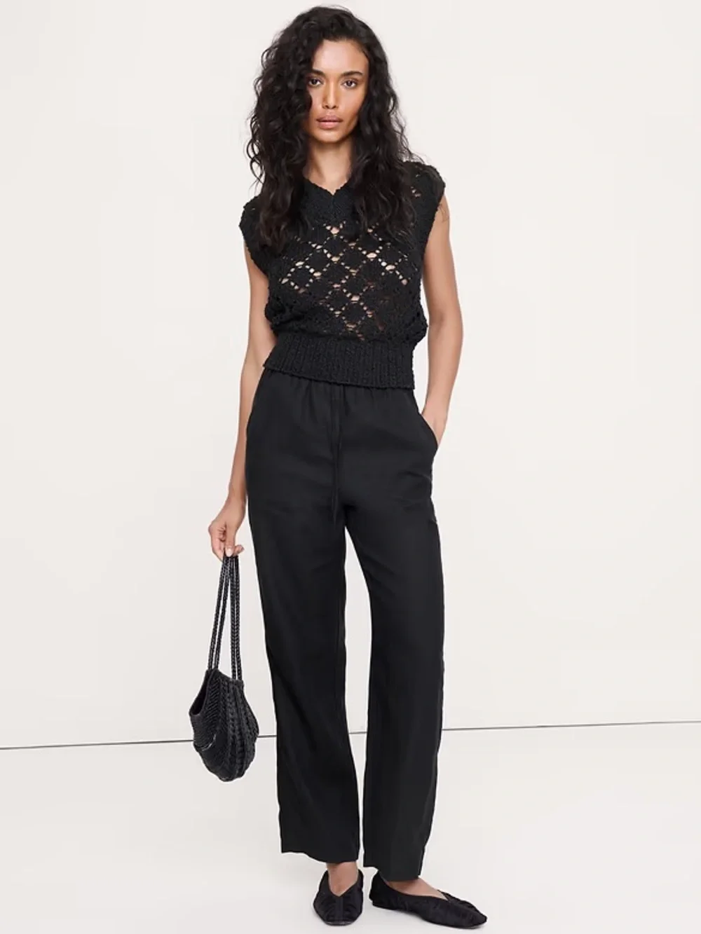 NEW! BANANA REPUBLIC THE GETAWAY STRAIGHT-LEG PULL-ON PANT IN LINEN